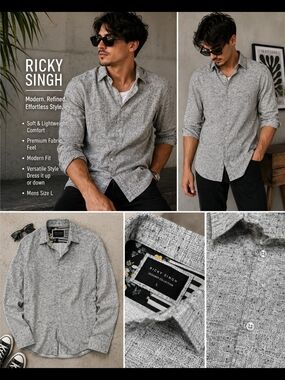 Ricky Singh Men’s Grey Speckled Button-Down Shirt